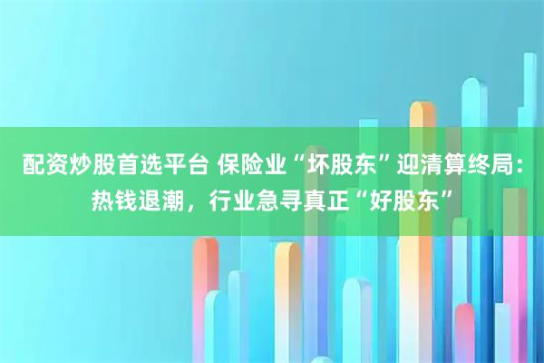 配资炒股首选平台 保险业“坏股东”迎清算终局：热钱退潮，行业急寻真正“好股东”
